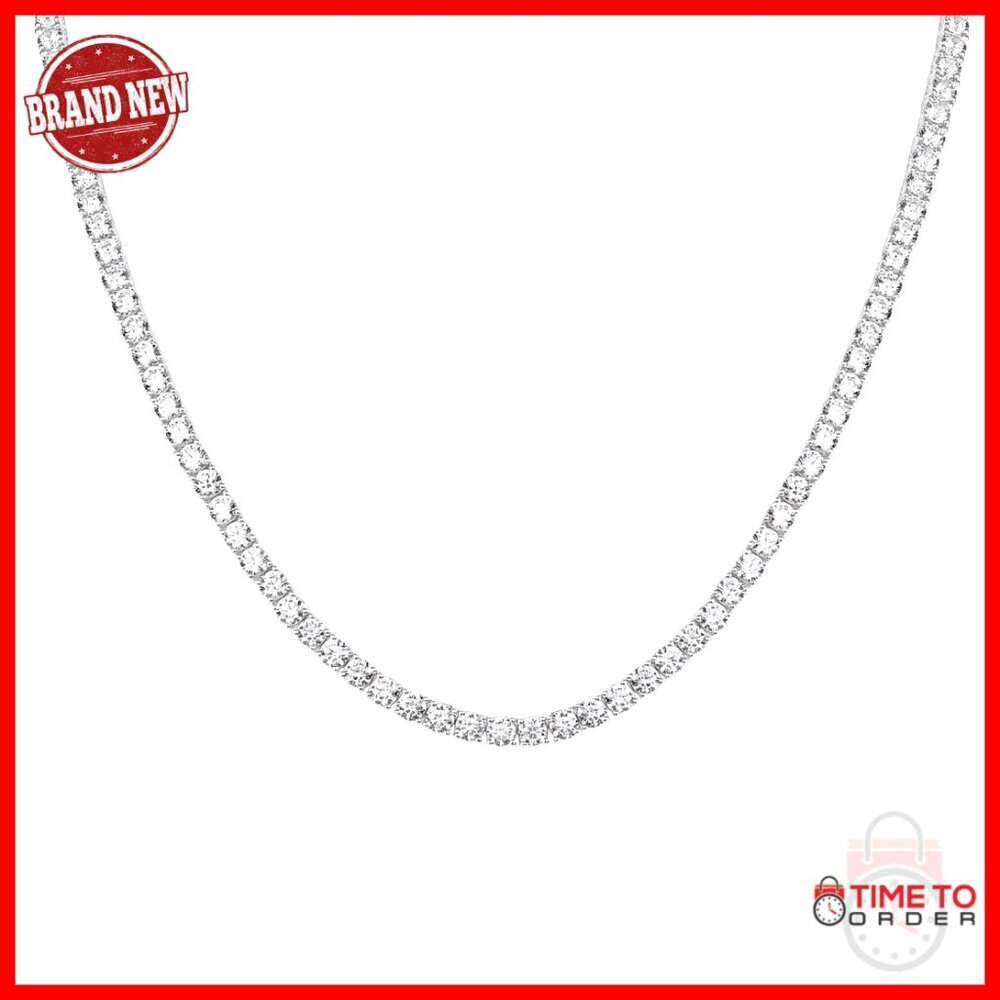 Gold Plated Tennis Necklace Simulated Diamond Chunky Chain Women's Jewelry